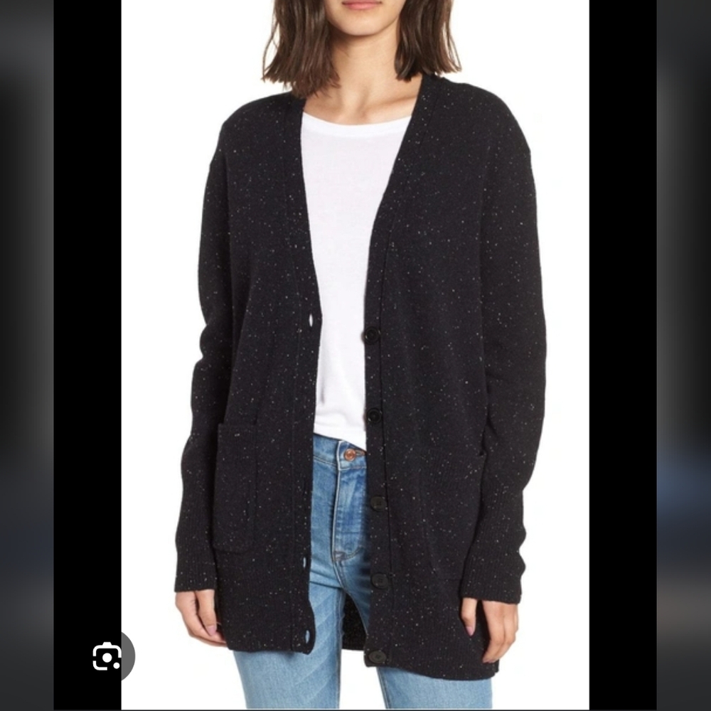 J. Crew Black Speckled Wool Sweater Classic